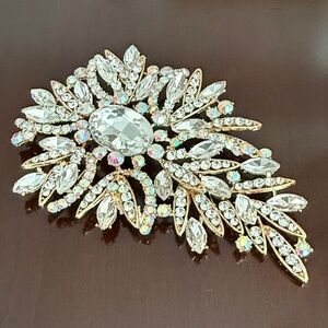 Elegant Gold AB Crystal Brooch